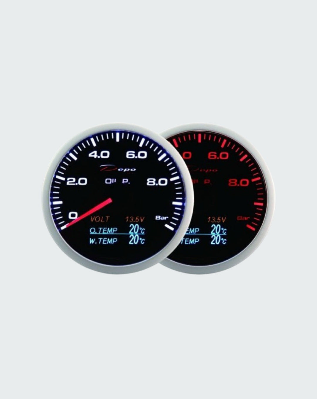 Manometro 4 in 1 DEPO Racing - PRESSIONE OLIO / Voltmetro / Temperatura Olio e Acqua da 60mm - WA60274B