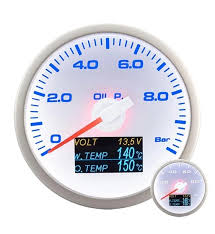 Manometro 4 in 1 DEPO Racing - PRESSIONE OLIO / Voltmetro / Temperatura Olio e Acqua da 60mm - WBL60274W