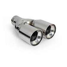 Terminale finale di scarico in acciaio inox lucidato - doppio tondo da 77mm - Pilot 60097